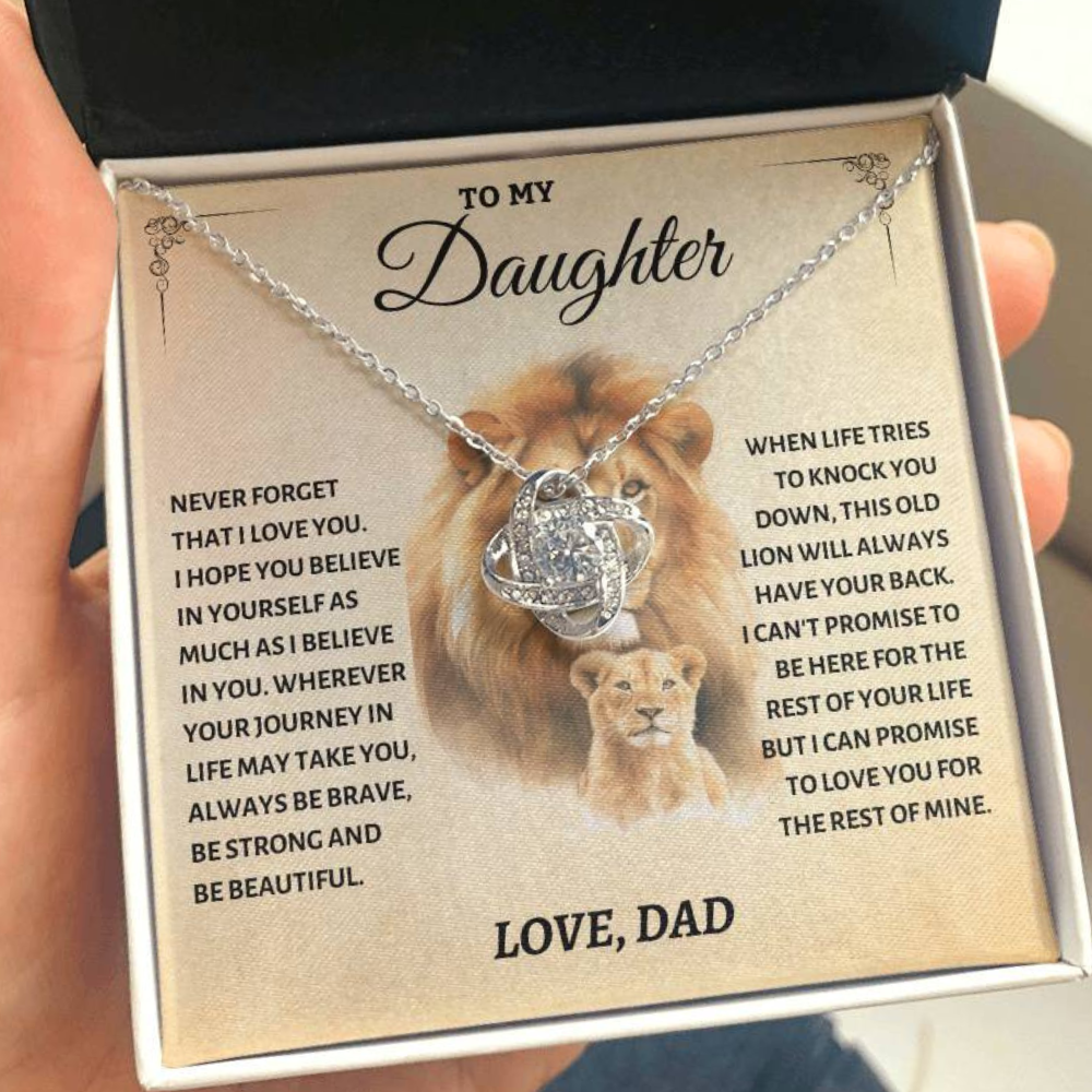 Daughter Gift- Believe In Yourself- 925 Sterling Silver Love Knot Necklace