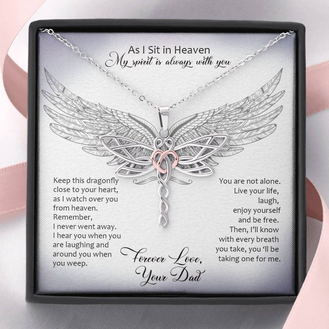 From My Dad In Heaven Dragonfly Necklace