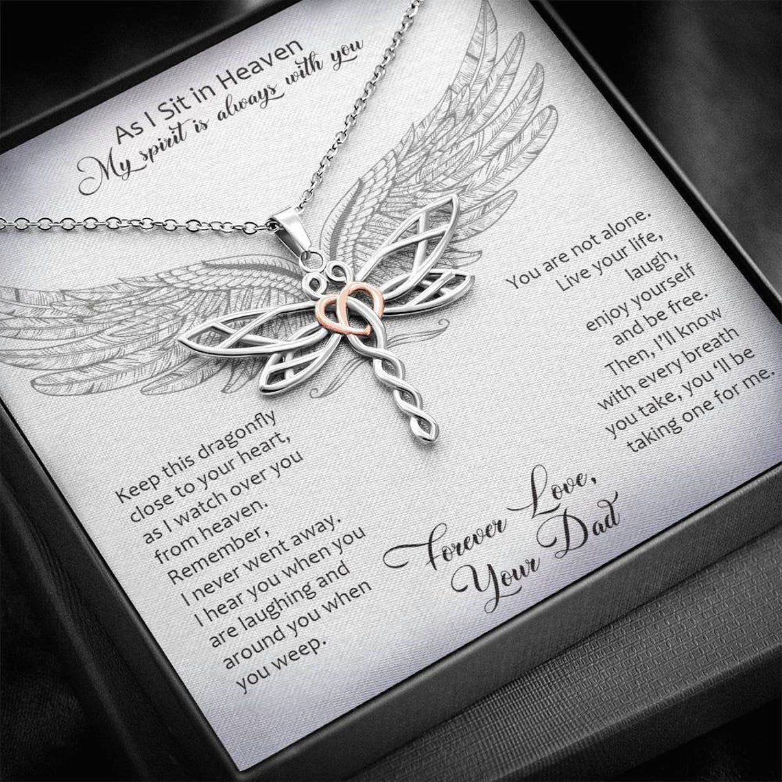 From My Dad In Heaven Dragonfly Necklace